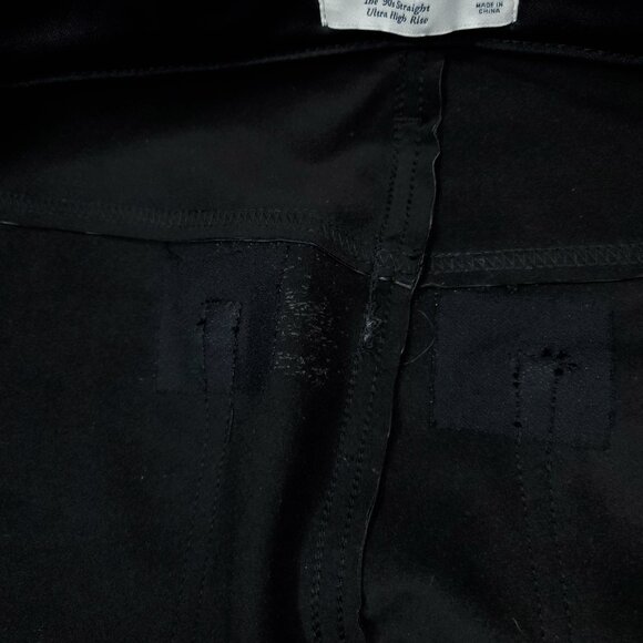 Abercrombie 90s Straight Ultra High Rise Denim Vegan Leather Split Jeans Size 24 - Picture 7 of 12